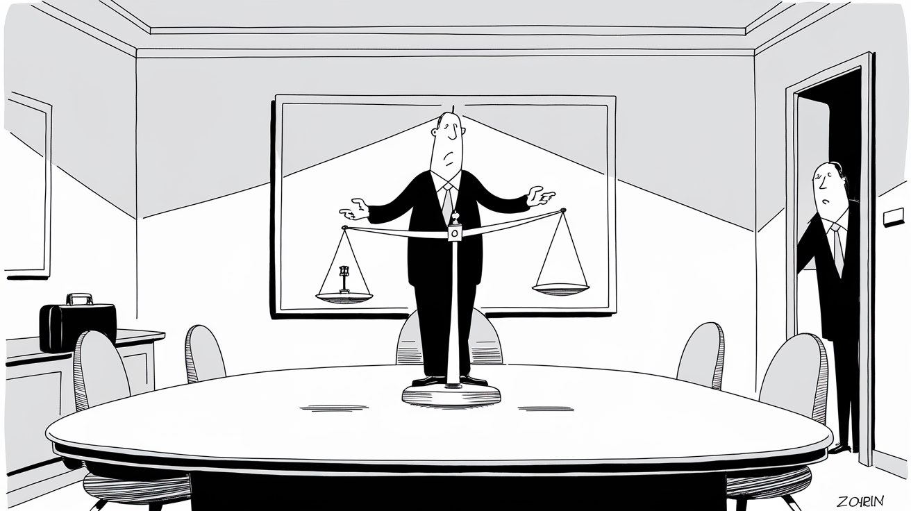 New Yorker-style illustration for Are You Avoiding High-Risk, Low-Gain Decisions?
