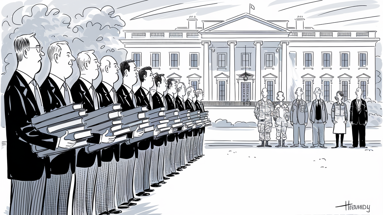 New Yorker-style illustration for Do Lawyers Still Dominate Presidential Candidates?