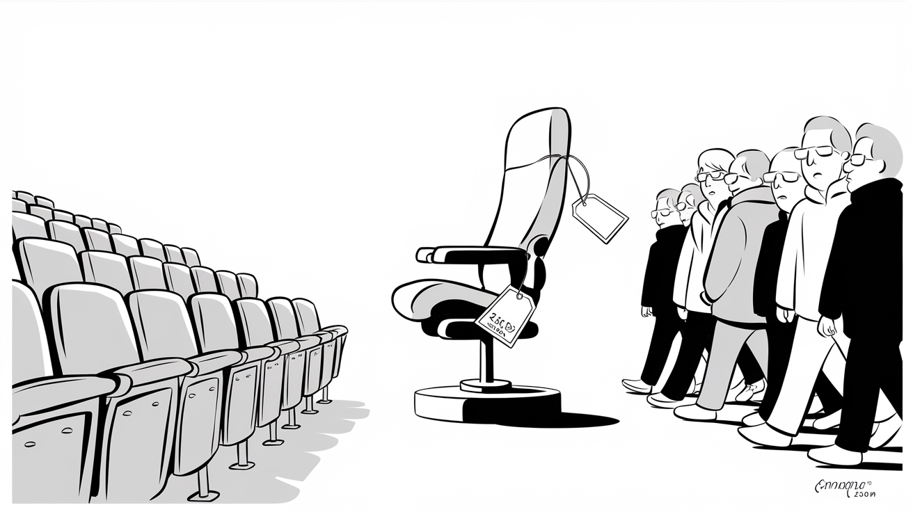 New Yorker-style illustration for Why Are Single Tickets More Expensive?