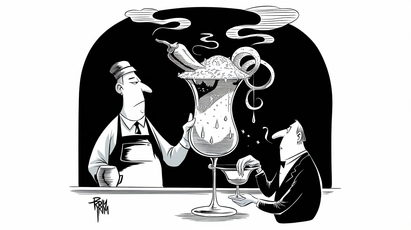New Yorker-style illustration for What's the secret to slow-sipping drinks?