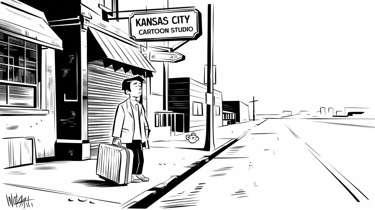 New Yorker-style illustration for Why Did Walt Disney Move to California?